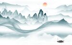 中式山水背景墙画 TIF分层