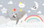 太空鲸鱼儿童房背景墙