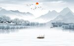 意境山水背景墙画 TIF分层