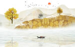 现代山水背景墙画 TIF分层
