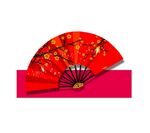 红色古典梅花折扇