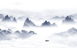 大气 客厅中式山水 TIF分层