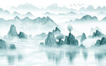 简约 山水墙画背景 TIF分层