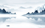 水墨 中式客厅山水 TIF分层
