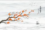 禅意鸟语花香背景墙