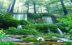 山清水秀流水 背景墙