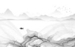 中式 灰色山水图 TIF分层画