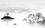 高清 最新灰色山水 文件分层 