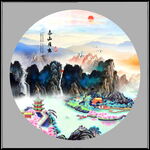圆形山水画