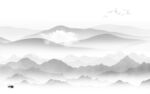 爆款 灰色山水背景 tif分层