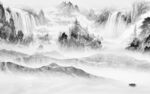 新中式灰色新山水画 tif分层