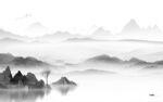 高端 客厅灰色山水 文件分层 