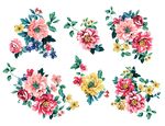 北欧热带风手绘花卉分层素材
