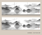 新中式现代艺术抽象水山水装饰画