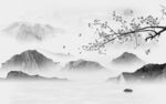 中式客厅灰色山水 tif分层