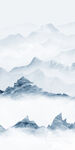 蓝色 高端山水玄关 TIF分层