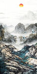 国画简约山水玄关 文件分层画