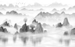 客厅 意境灰色山水 TIF分层