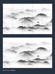抽象山水水墨画