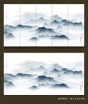 蓝色水墨画