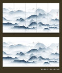 中式抽象水墨山水背景
