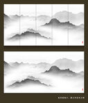 新中式抽象山水画背景墙