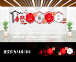 红色中式廉洁奉公党建文化墙