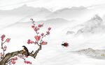 傲雪寒梅新中式背景墙