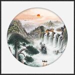 山水情 迎客松国画 