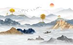 新中式山水背景墙