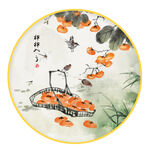圆形画 柿子