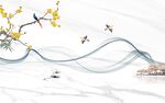 爵士白花鸟背景画 TIF分层图