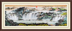 瀑布山水画