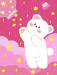 可爱熊捡星星瓶子壁纸背景图