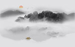 中式意境山水画背景墙
