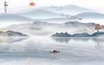 最新 简约山水墙画 TIF分层