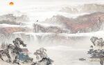 中国风客厅墙画山水 TIF分层