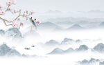 最新风景山水墙画 TIF分层
