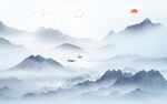 中式 山水背景 TIF分层文件