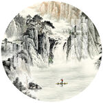 圆框山水装饰画