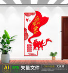 红色飘带不忘初心文化墙模板