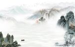 新中式意境山水墙画 tif分层