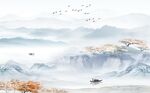 高山流水瀑布新中式背景墙