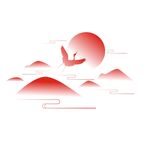 中国风古典意境山纹山峦祥云飞鹤