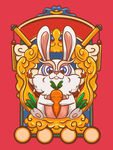 手绘卡通兔年插画设计