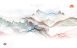 最新 山水简约背景 TIF分层