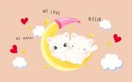 卡通儿童猫咪房间月亮壁画