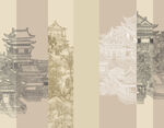 中式线条楼阁