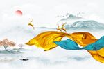 北欧抽象烟雾麋鹿背景墙