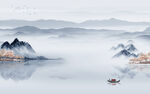 新中式山水现代背景 TIF分层